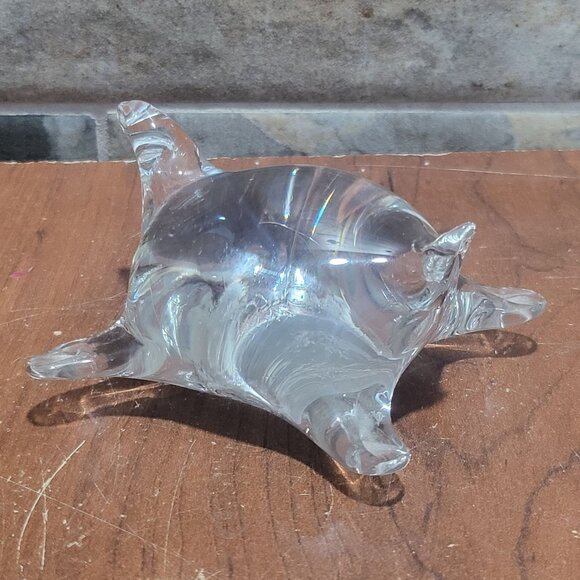 Clear Hand Blown Art Glass Sea Turtle Paperweight - Picture 7 of 10